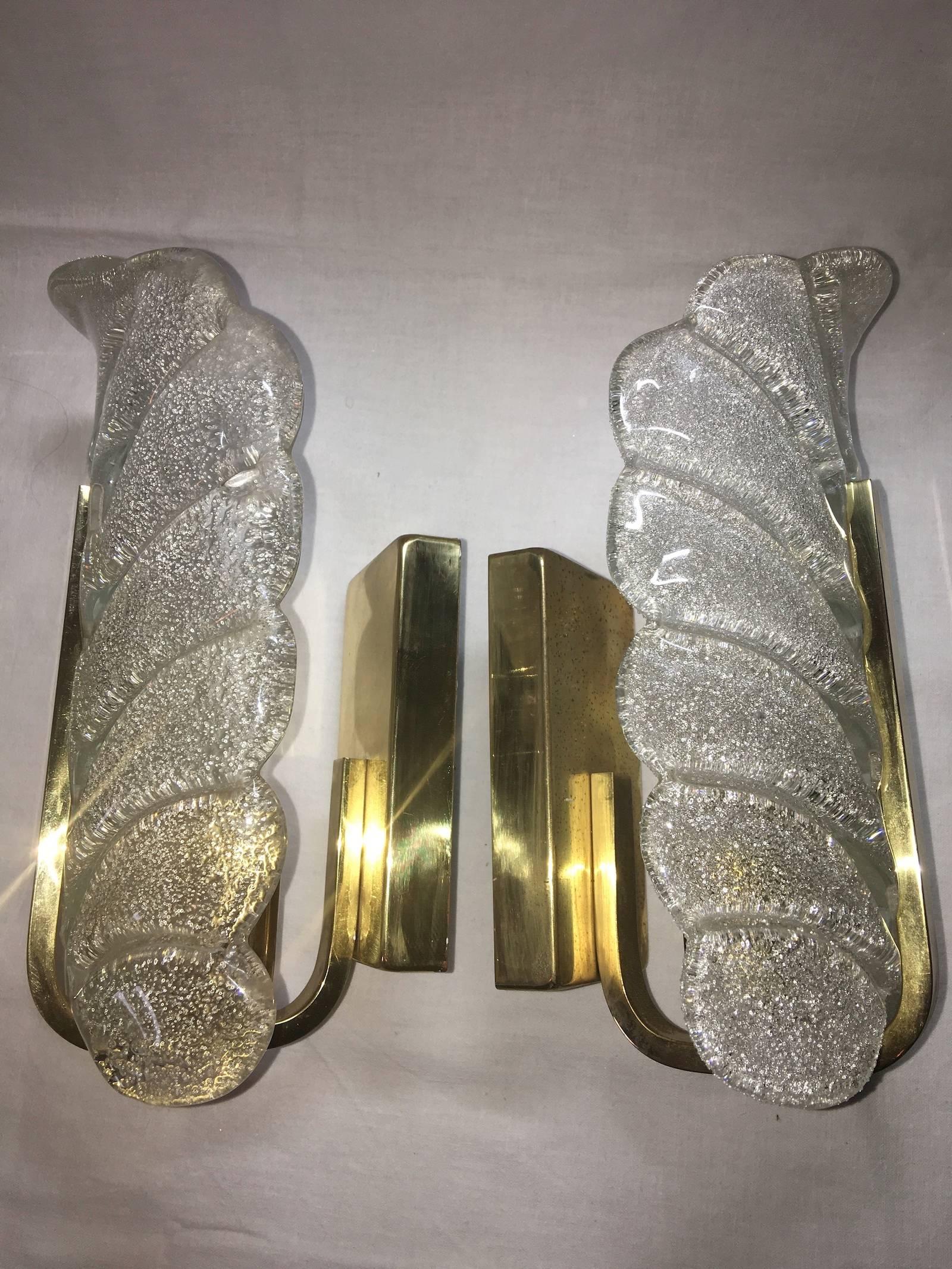 Pair of Hollywood Regency Style Sconces Attributed to Carl Fagerlund, Sweden In Good Condition For Sale In Frisco, TX