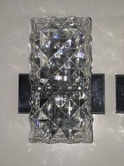 Pair of Rectangular Glass Sconces with Chrome Fixture Germany 1970's
