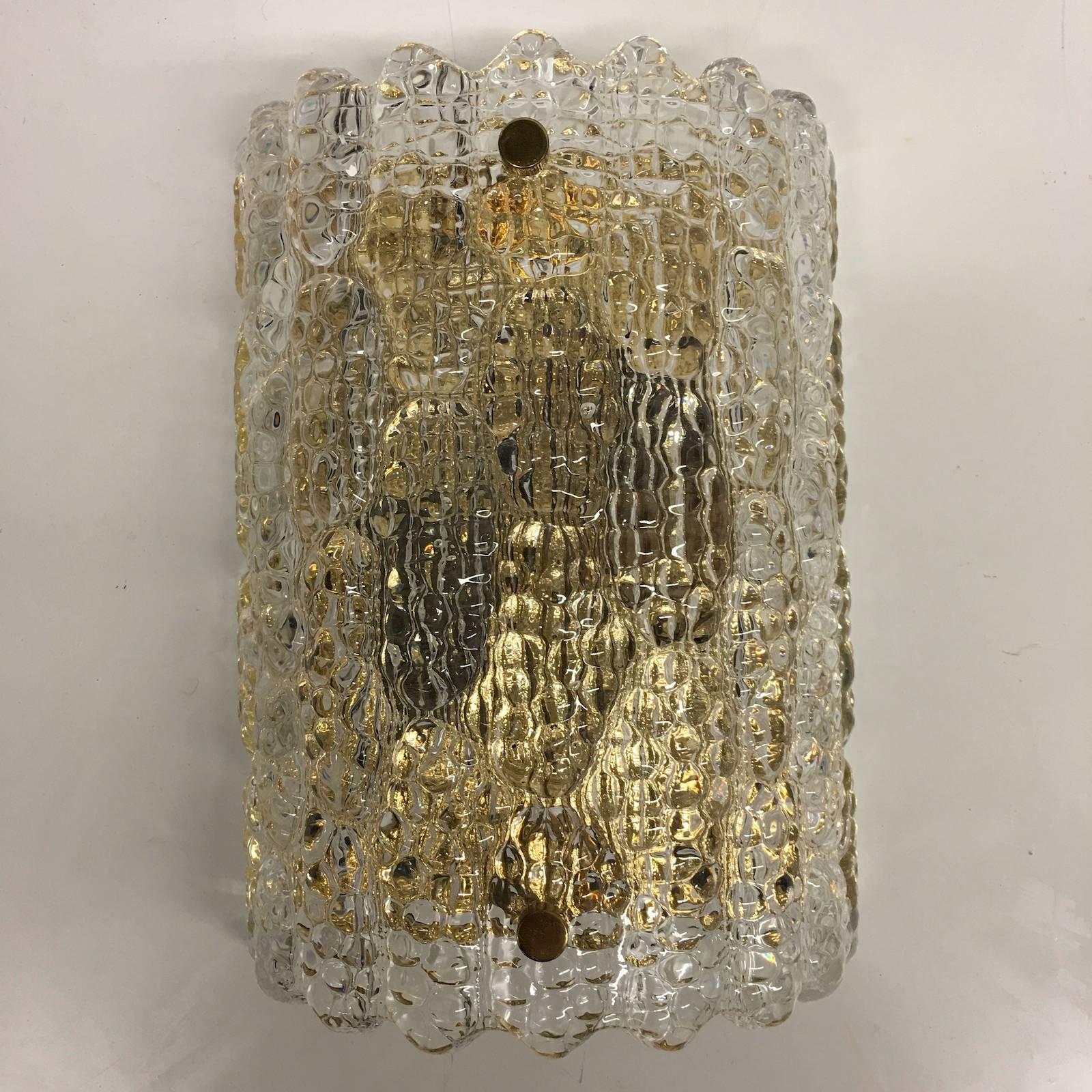 Swedish Three Carl Fagerlund for Orrefors 1960's Glass Wall Sconces