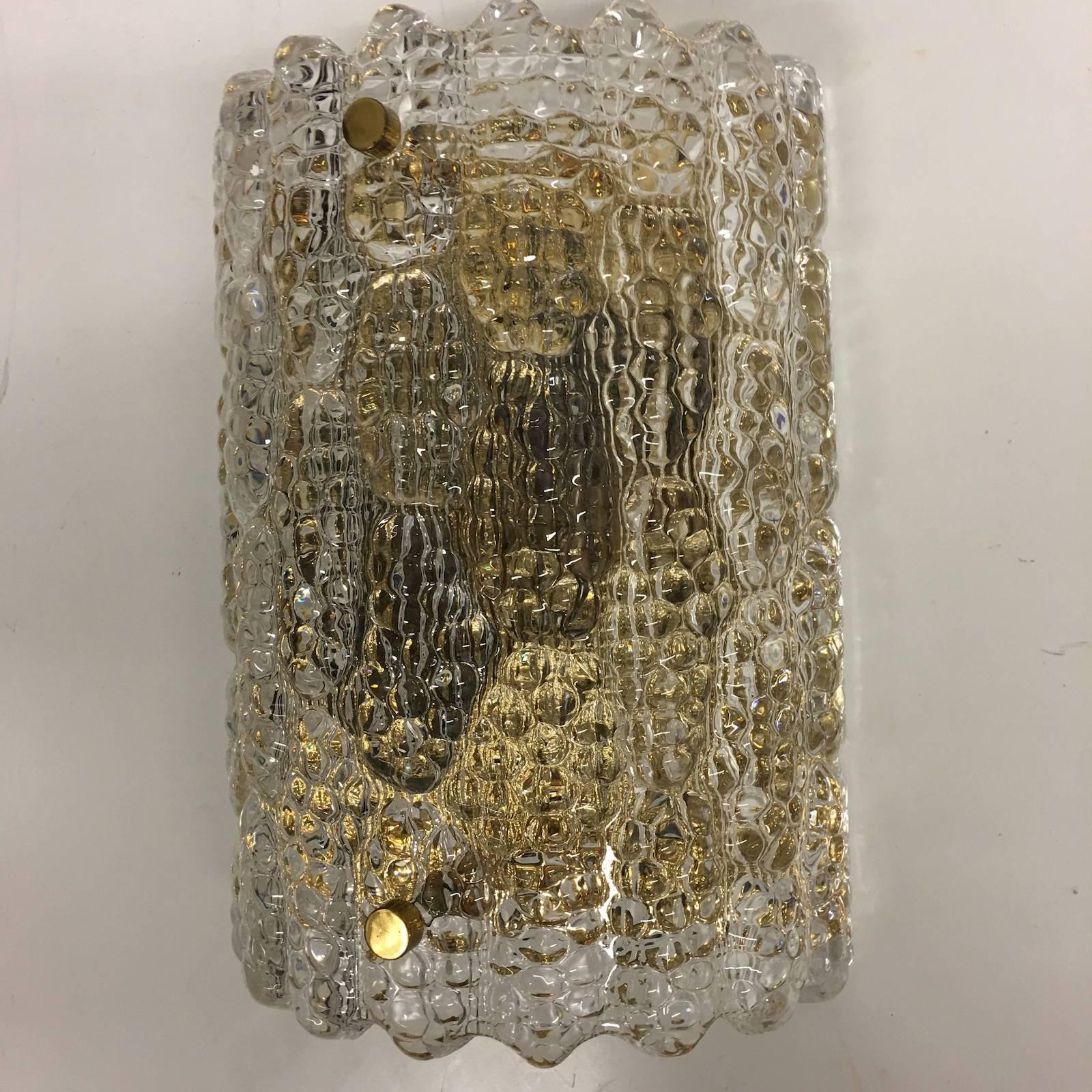 Three Carl Fagerlund for Orrefors 1960's Glass Wall Sconces In Good Condition In Frisco, TX