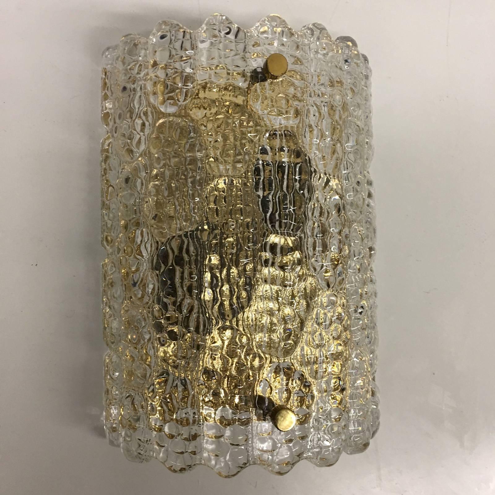 Mid-20th Century Three Carl Fagerlund for Orrefors 1960's Glass Wall Sconces