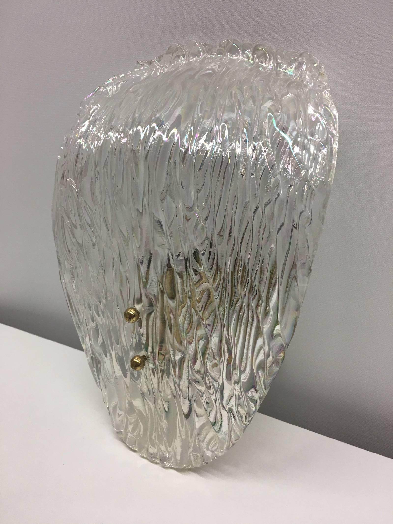 Austrian Large Kalmar Murano Glass Sconce, Brass Wall Light from Austria