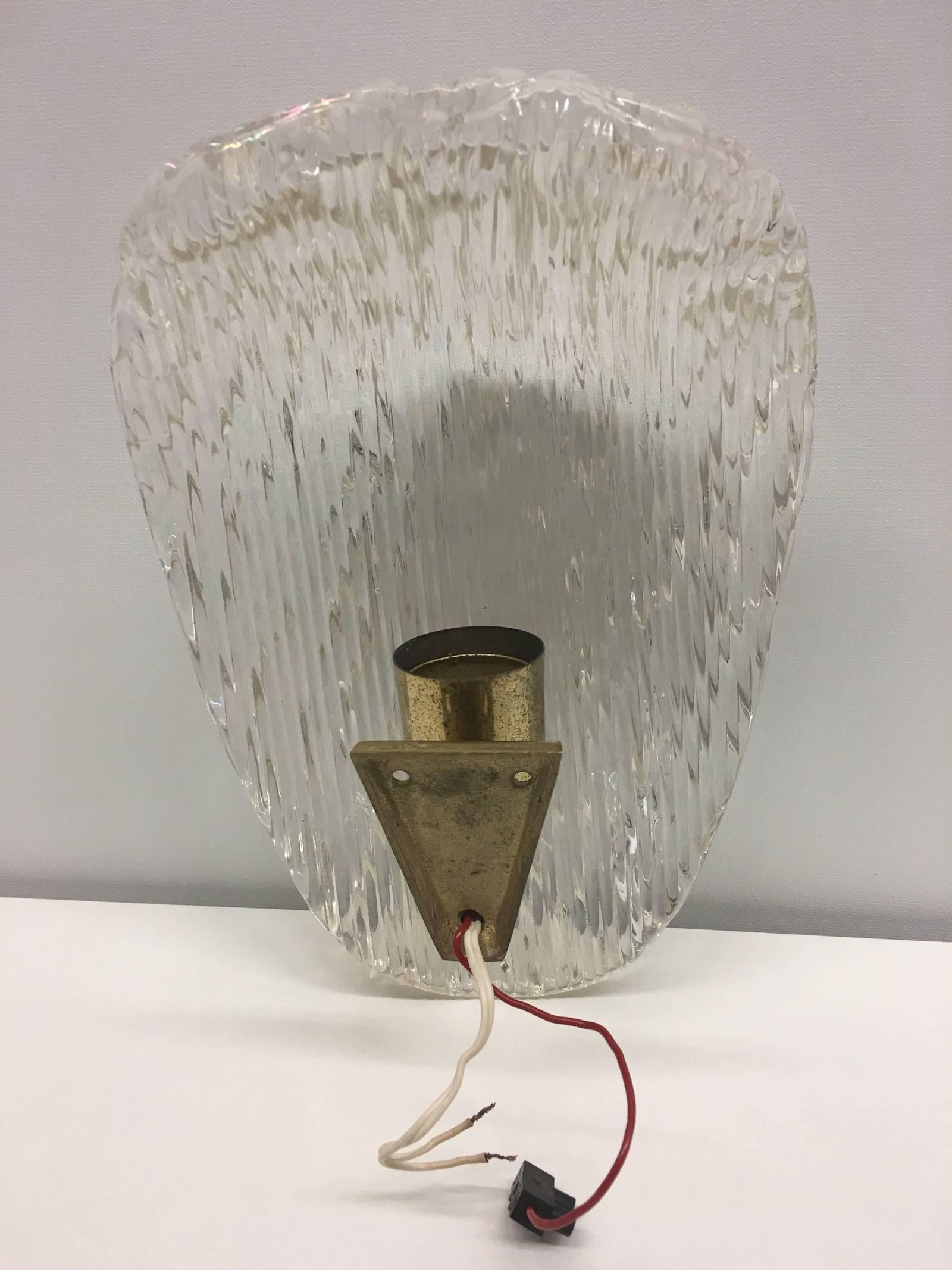 Large Kalmar Murano Glass Sconce, Brass Wall Light from Austria In Good Condition In Frisco, TX