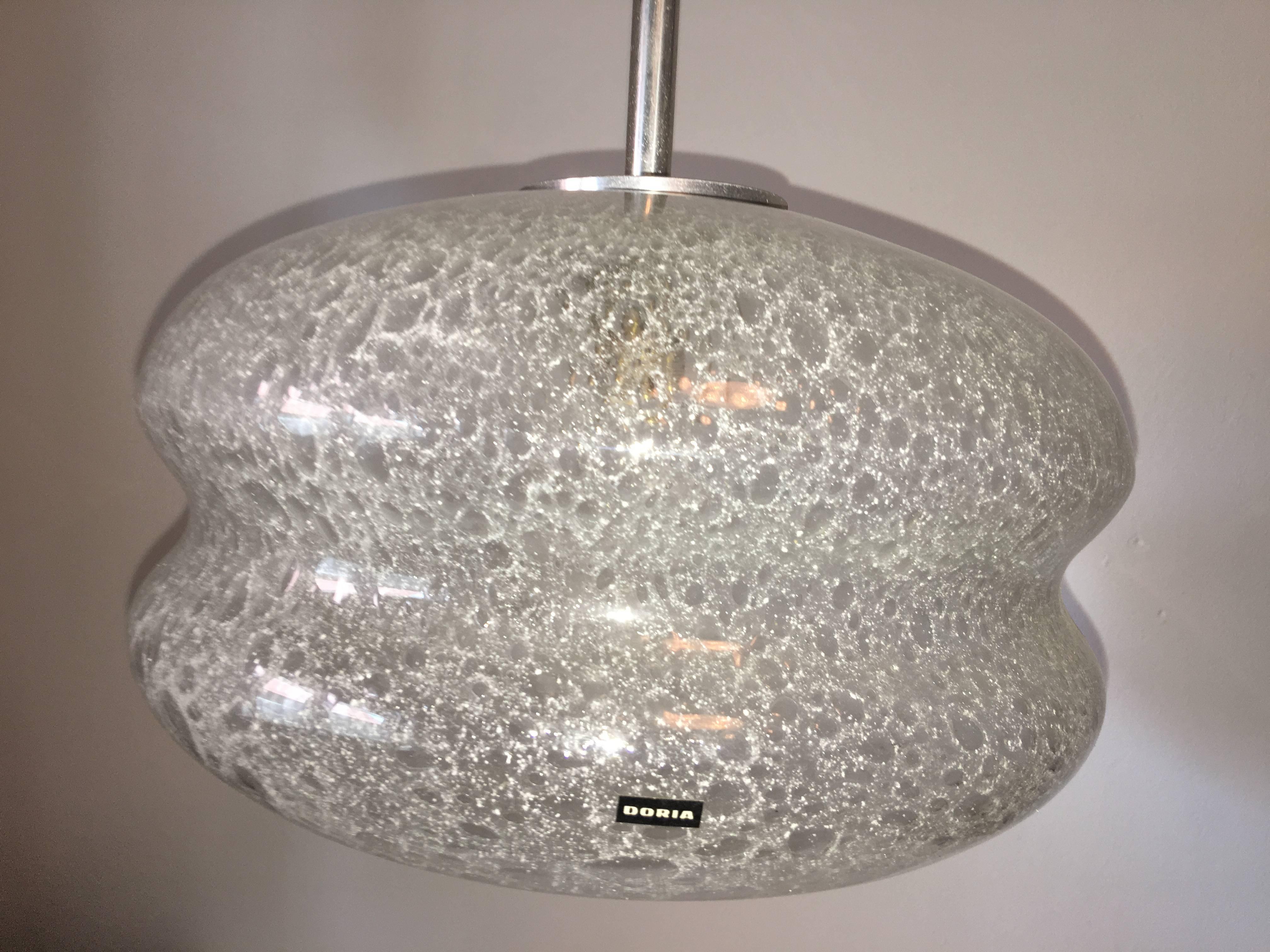 Mid-20th Century Air Bubble Glass Pendant Chandelier 1960s by Doria Leuchten For Sale