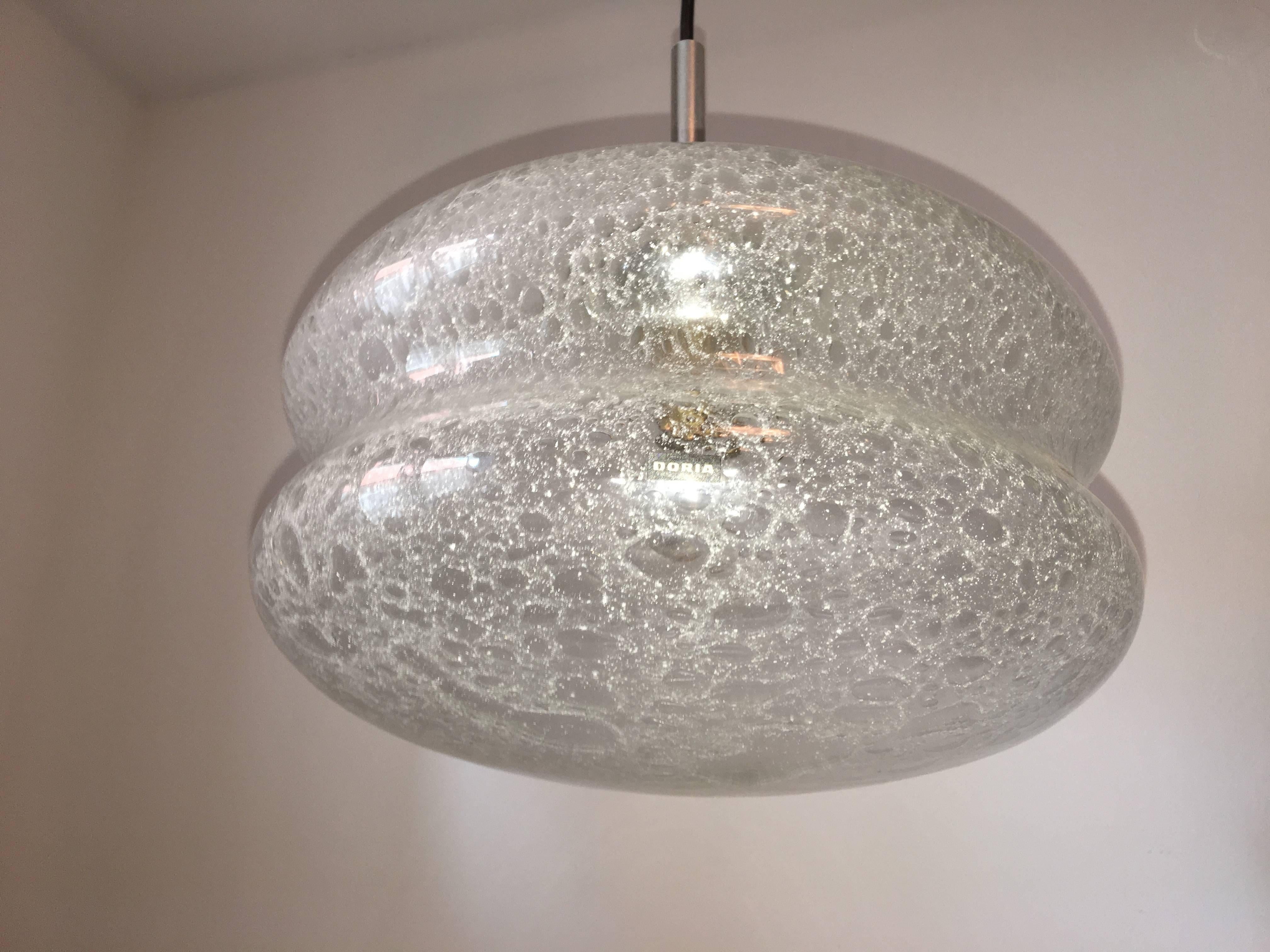 Aluminum Air Bubble Glass Pendant Chandelier 1960s by Doria Leuchten For Sale
