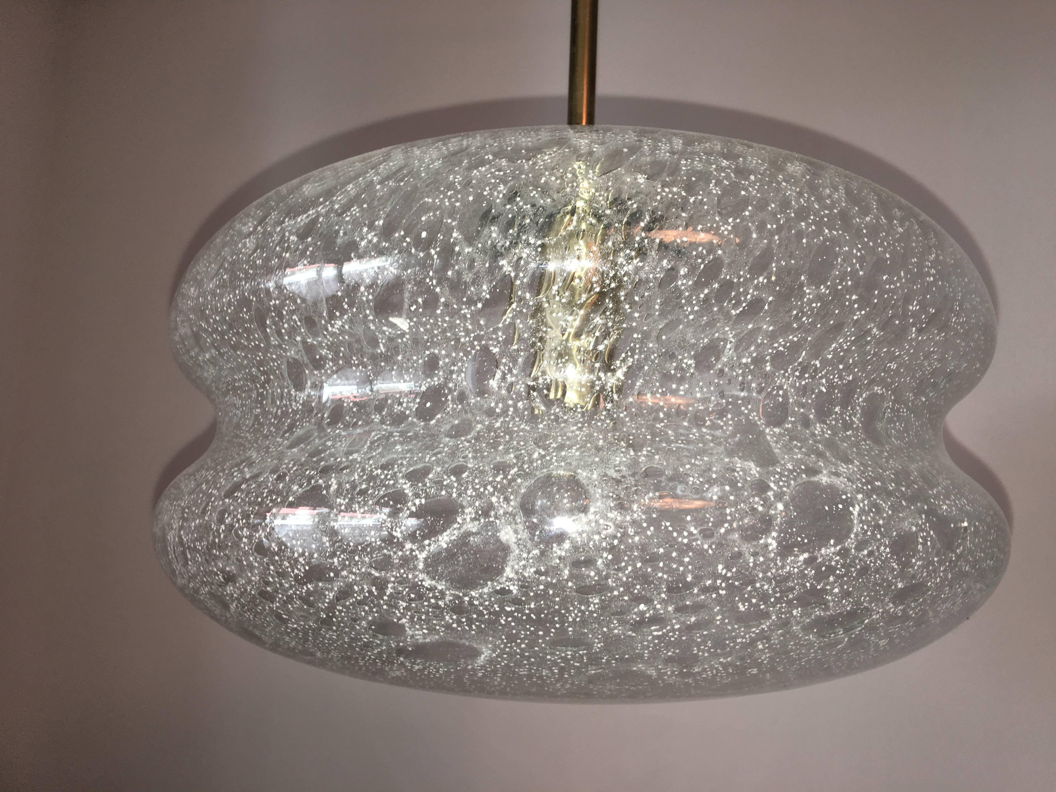 Brass Air Bubble Glass Pendant Chandelier 1960s by Doria For Sale
