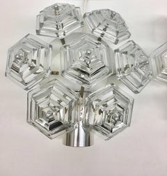 Pair of Midcentury Glass Prisms and Chrome Sputnik Sconces - 1960's