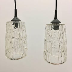 Lot of Four Kalmar Textured Glass Kitchen Island Pendant Lights