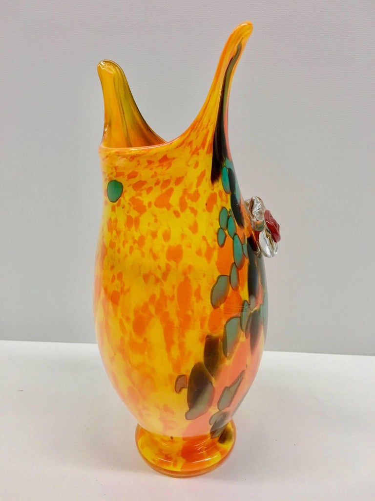 Large Murano Swirl Art Glass Owl Vase 1970s Style At 1stdibs Murano Glass Owl Vase Murano