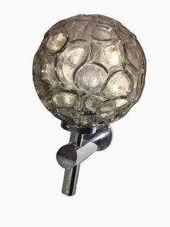 Pair of Italian Chrome and Organic Structure Glass Ball Sconces