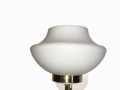 Pair of 1960s Italian UFO Form Milk Glass Shades Sconces