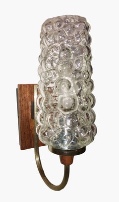 Pair of 1960's Teak Chrome Bubble Glass Sconces Helena Tynell Style