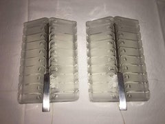 Pair of 1960s Glass Sconces, Feather Shape by Kaiser Leuchten
