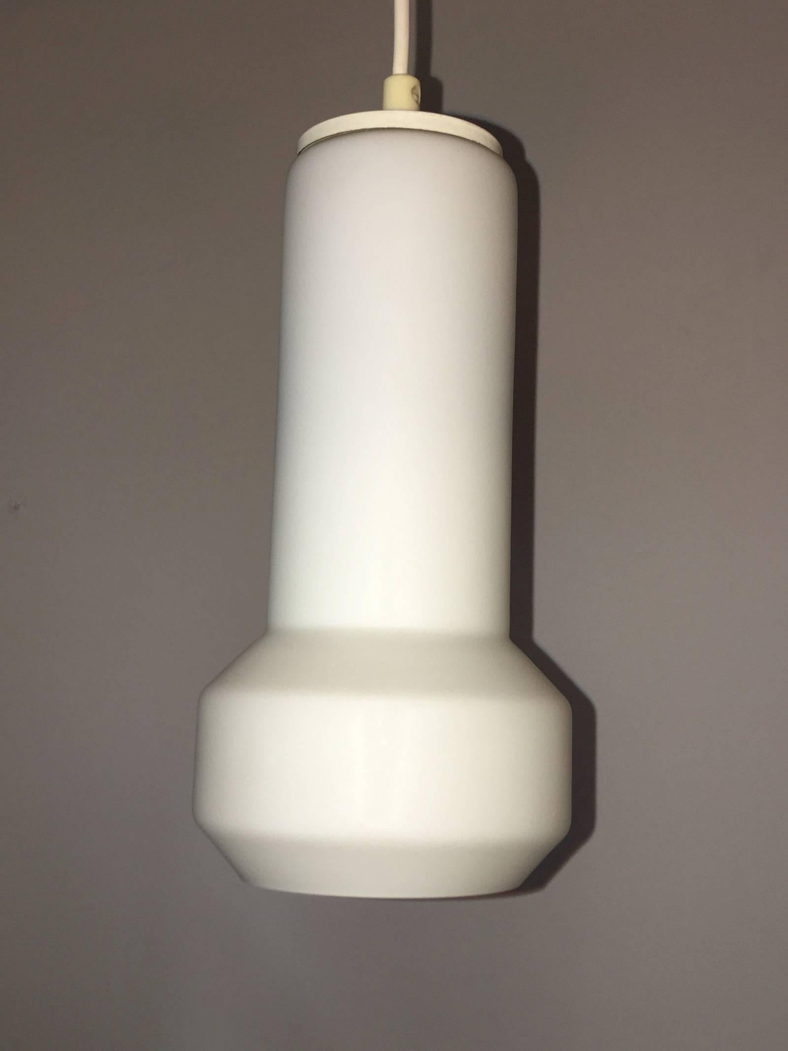 German Pair of Milk Glass Lamp Pendants by Doria Leuchten, 1960s For Sale