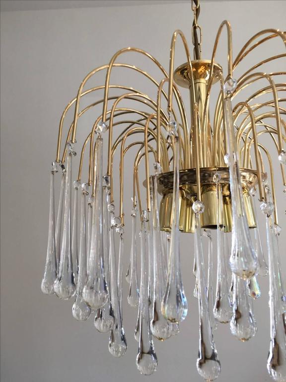 Vintage Italian Muranco Amber Art Glass Chandelier Teardrop Prism Vintage Italian Muranco Amber Art Glass Chandelier Teardrop Prism