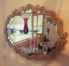 Murano Glass Mirror with Edged Rose Branches