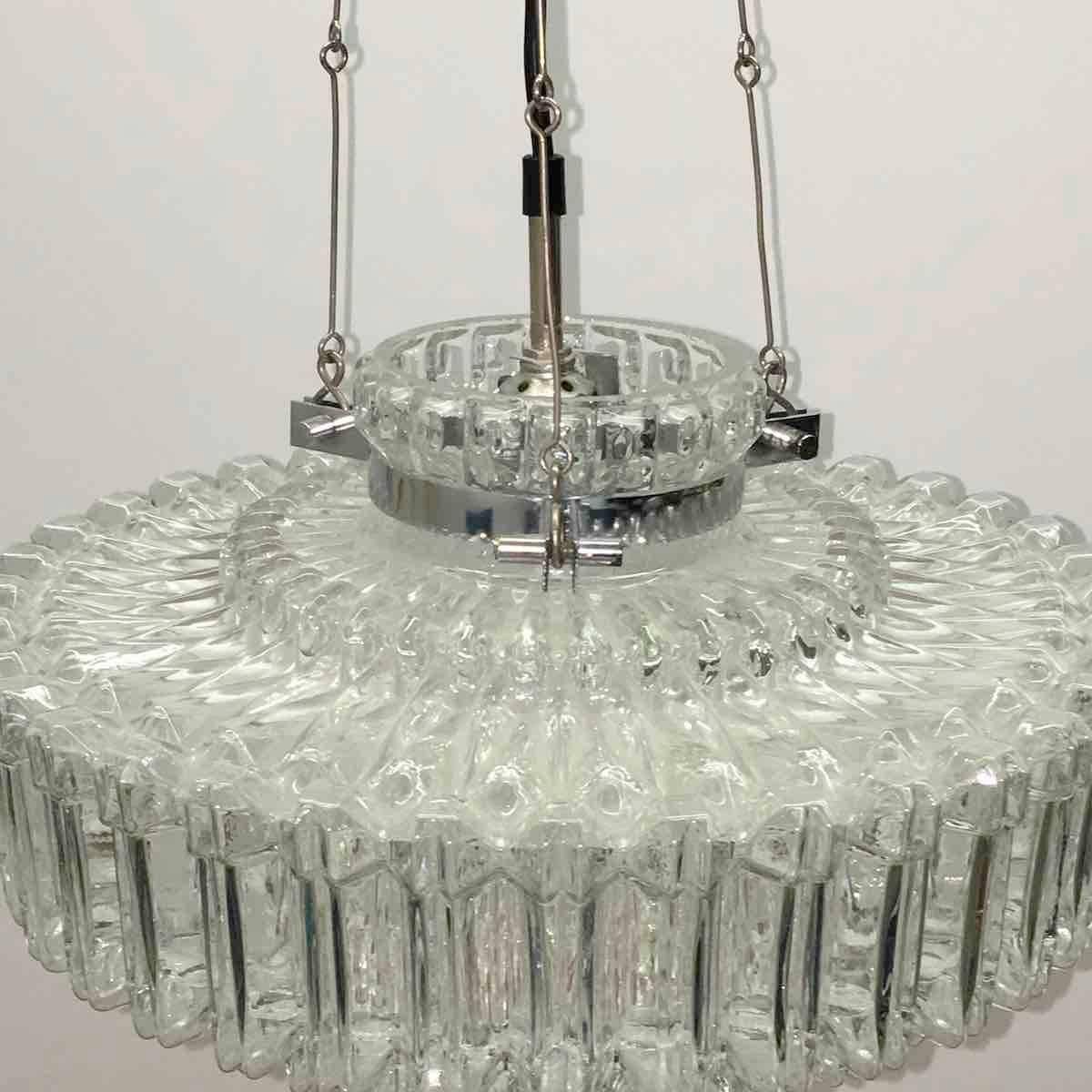 Late 20th Century Beautiful Doria Leuchten Cake Shape Glass Pendant Chandelier