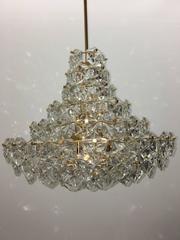 Kinkeldey Faceted Crystal Glass and Gilt Metal Chandelier