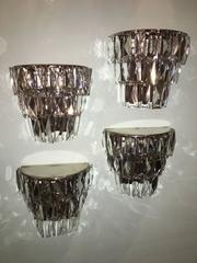 Lot of 4 Vintage Crystal Sconces with Faceted Elements