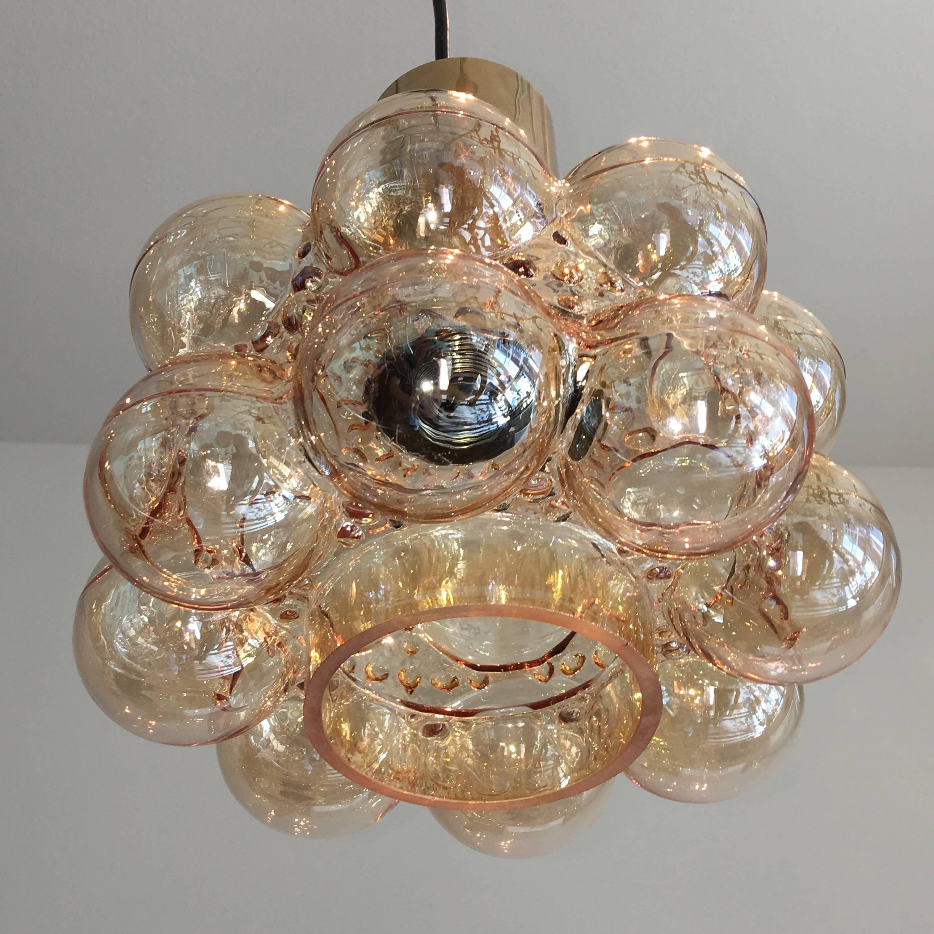 1960s German Limburg Brass and Bubble Glass Pendant by Helena Tynell - SALE In Good Condition For Sale In Frisco, TX