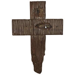 Folk Art Drift Wood Brutalist Woodcarving Crucifix
