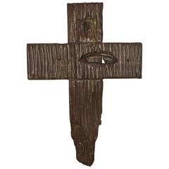 Folk Art Drift Wood Brutalist Woodcarving Crucifix 10
