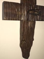 Folk Art Drift Wood Brutalist Woodcarving Crucifix