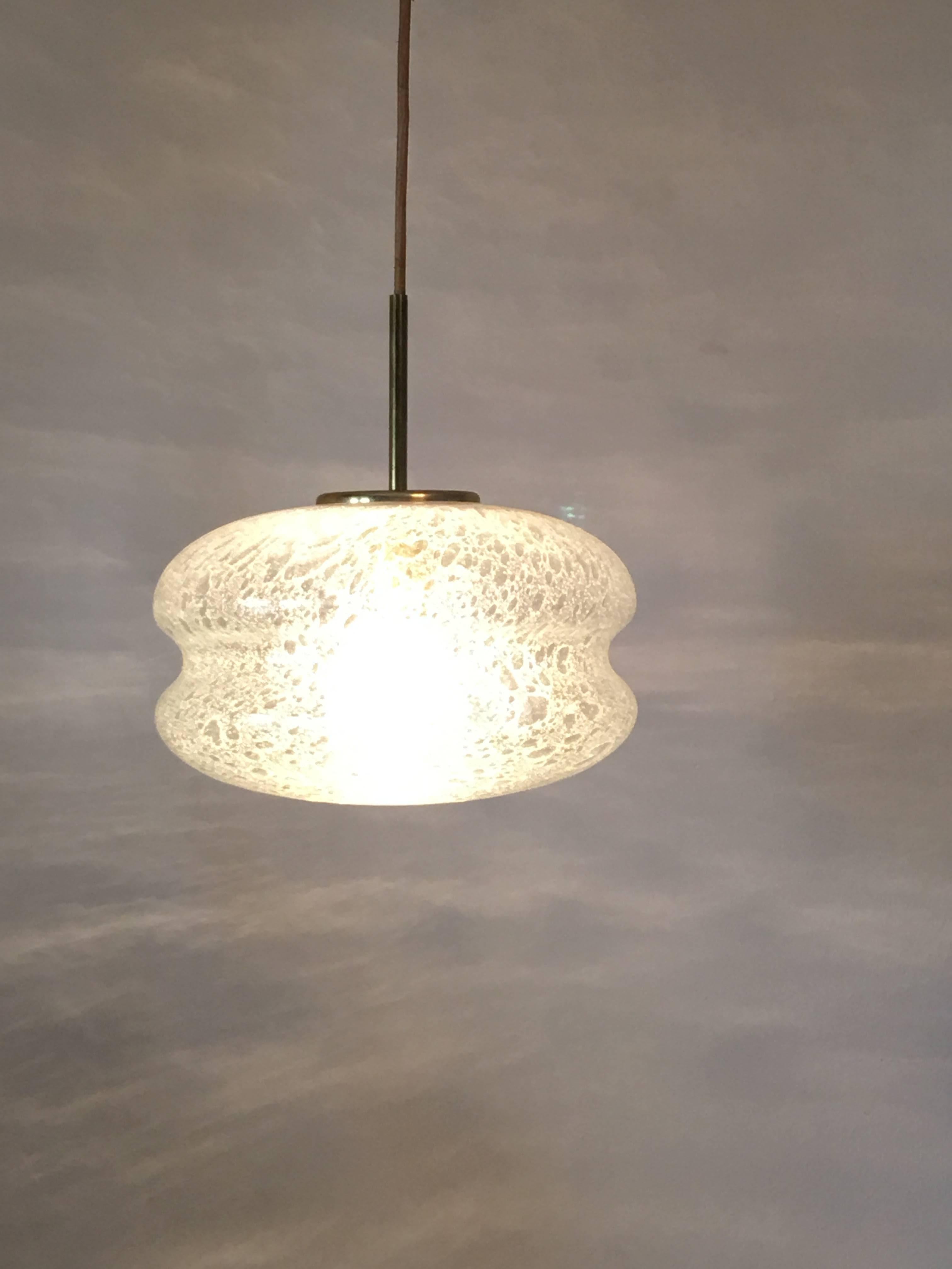 German Air Bubble Glass Pendant Chandelier 1960s by Doria For Sale