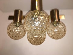 Mid-Century Brass and Tortoise Shell Glass Ball Chandelier