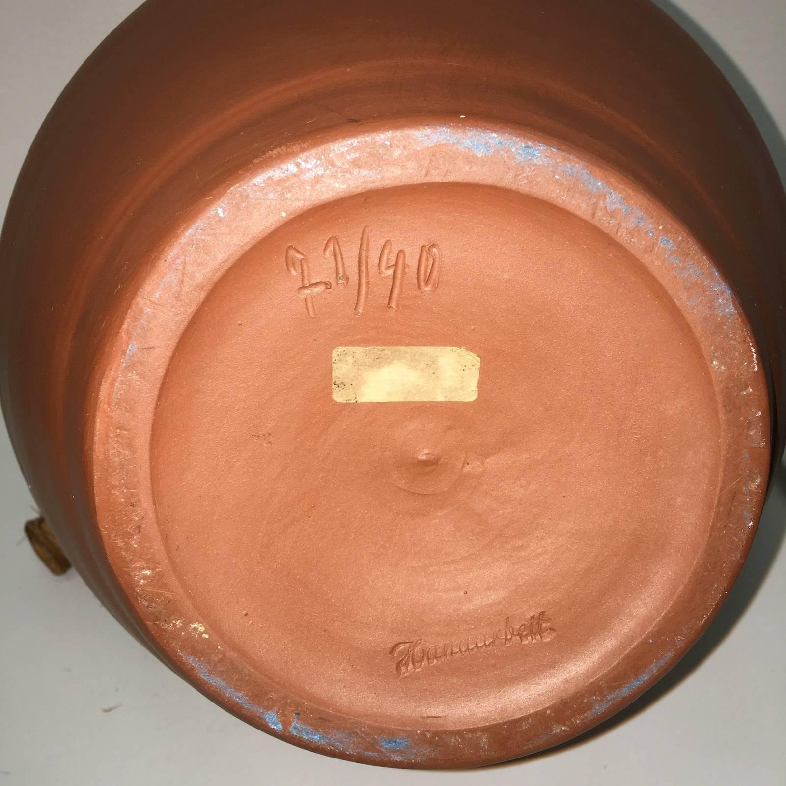 Studio Art Handmade Pottery Terracotta Jug Vase, 1950s In Good Condition For Sale In Frisco, TX