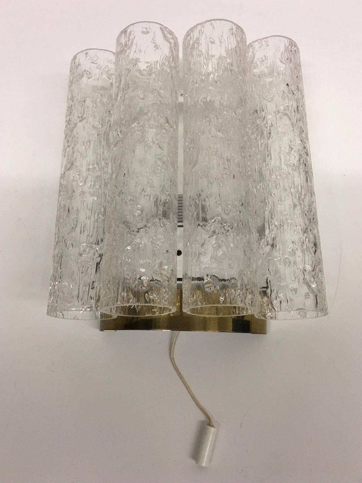 Doria Leuchten Glass Tube Pair of Sconces, 1960s In Good Condition For Sale In Frisco, TX
