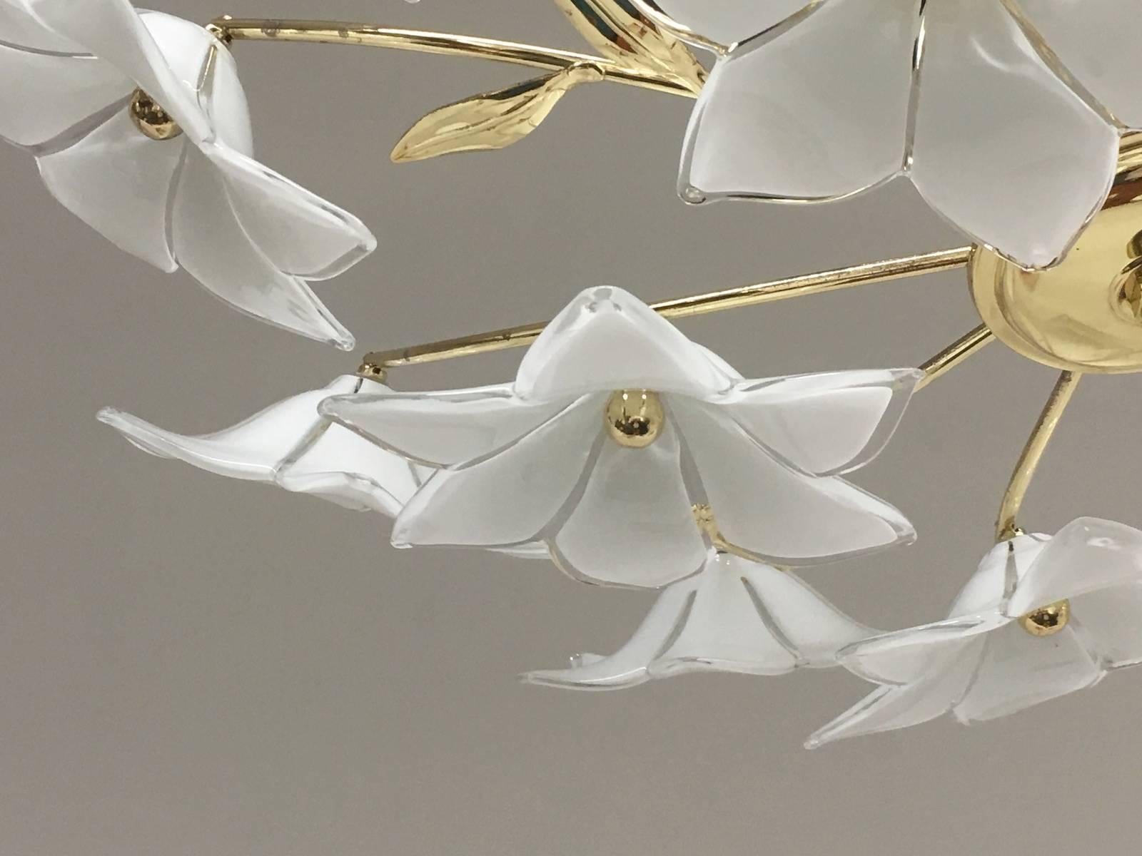 Late 20th Century Stunning Flower Glass Italian Wall Light or Flush Mount For Sale