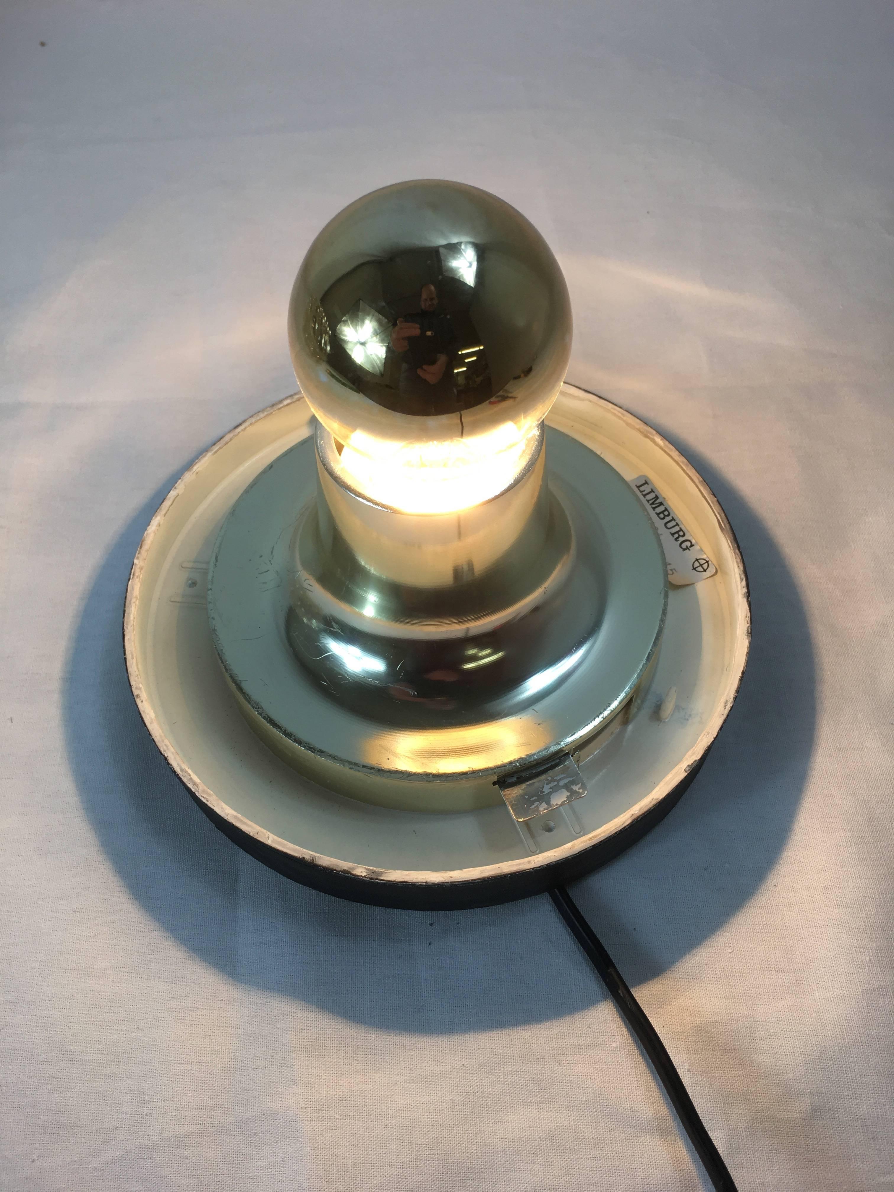 A beautiful flush mount by Glashuette Limburg, Germany. Designed by Helena Tynell. Gorgeous thick textured glass flush mount with metal fixture. Great size and stunning design. Fixture requires one European E27 Edison or medium bulb up to 100 watts.