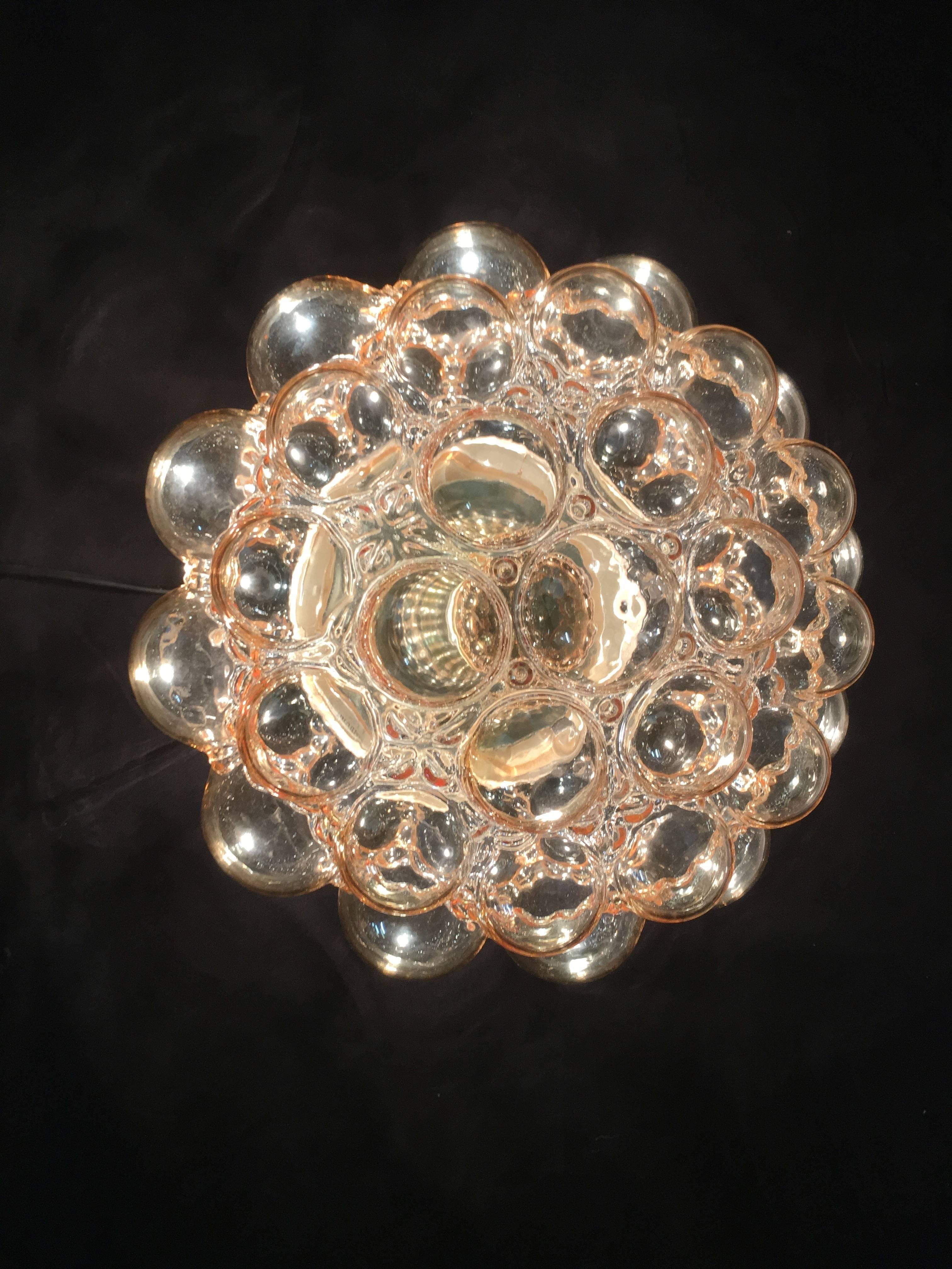 1960s German Amber Bubble Glass Flush Mount Designed by Helena Tynell For Sale 1
