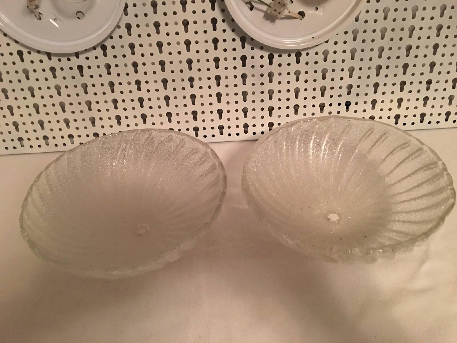 Pair of Round Italy Glass Sconces or Flush Mount Barovier & Toso Style For Sale 4