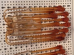 Pair of Midcentury Gilt Metal Murano Glass Teardrop Sconces 1, Set of Two