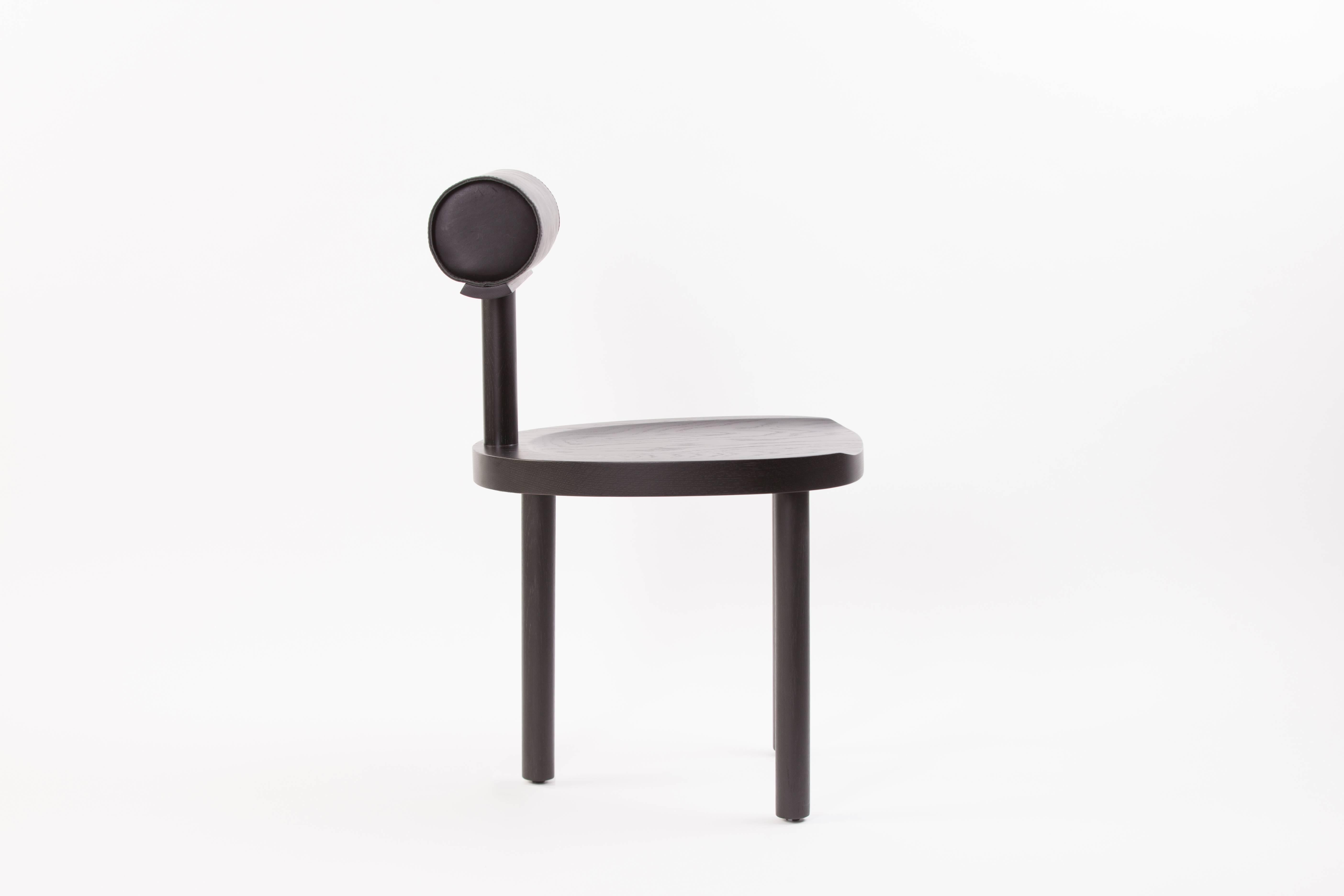 Modern UNA Dining Chair in Black Stained Oak with Leather Back by Estudio Persona For Sale