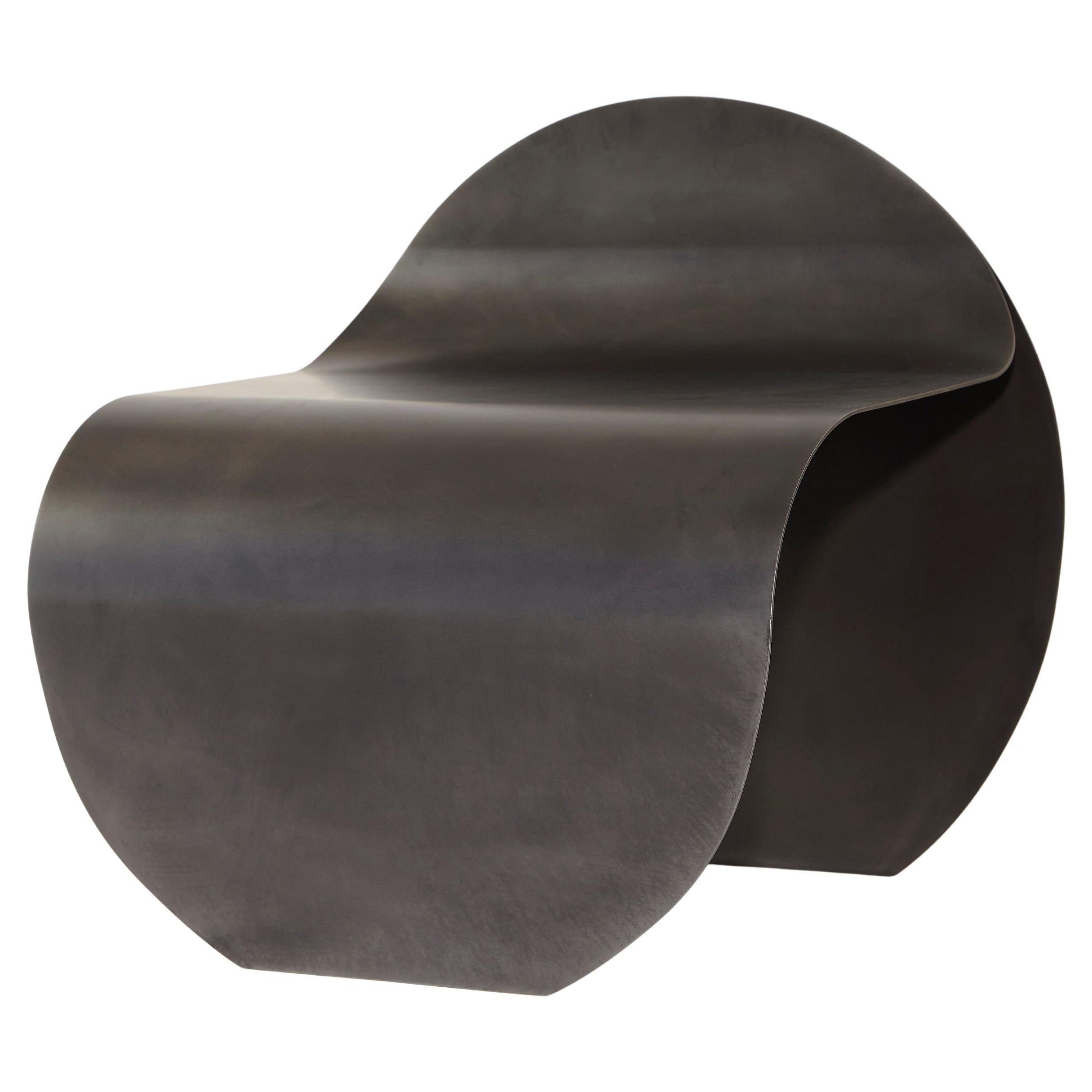O Stool in Blackened Stainless Steel by Estudio Persona For Sale