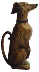 Majolica Brown Whippet Dog Pitcher Saint Clement, circa 1900