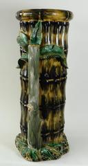 19. Jahrhundert Majolika Bambus Umbrella Stand Onnaing