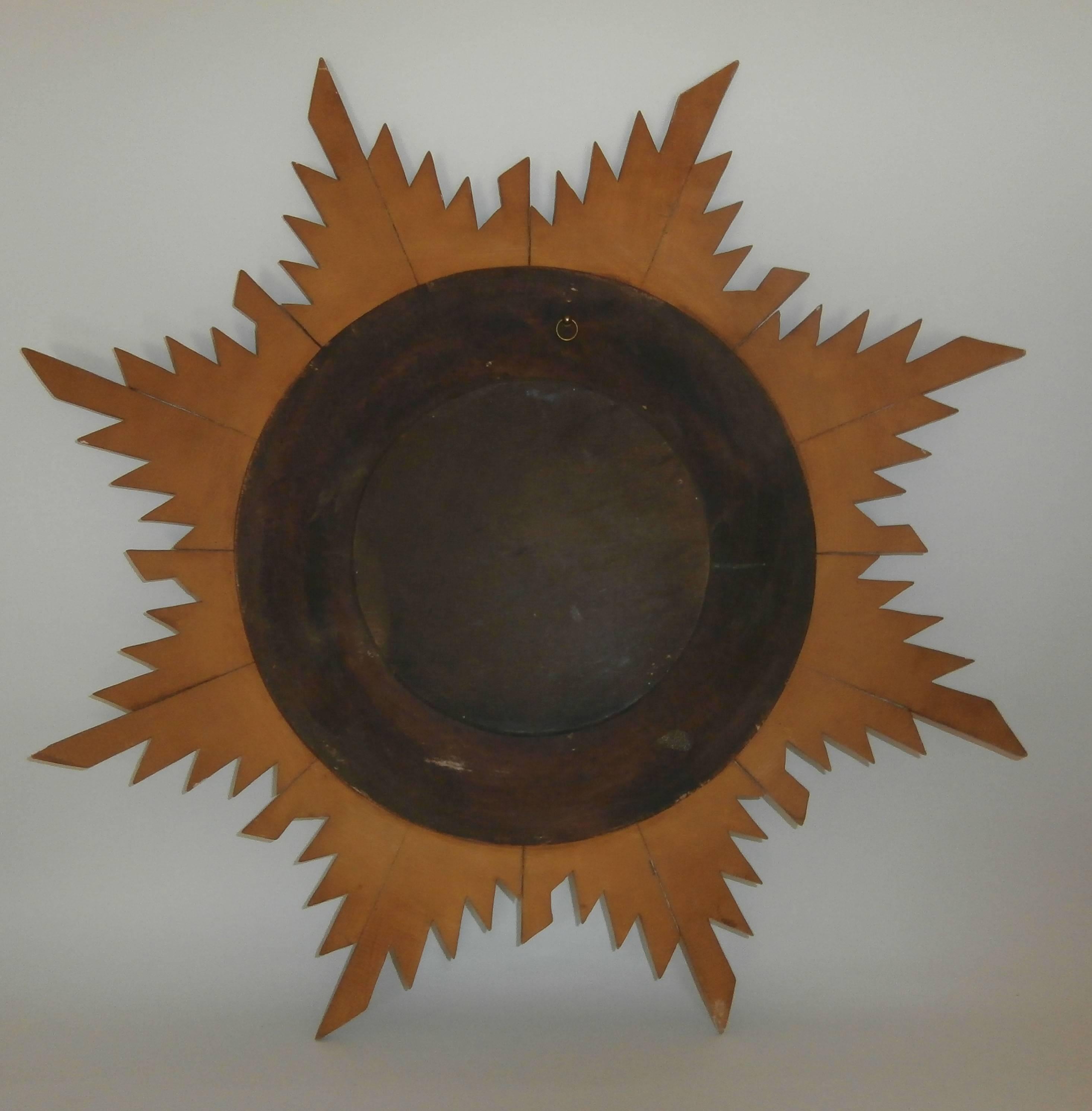 French convex sunburst gilded mirror, circa 1950.