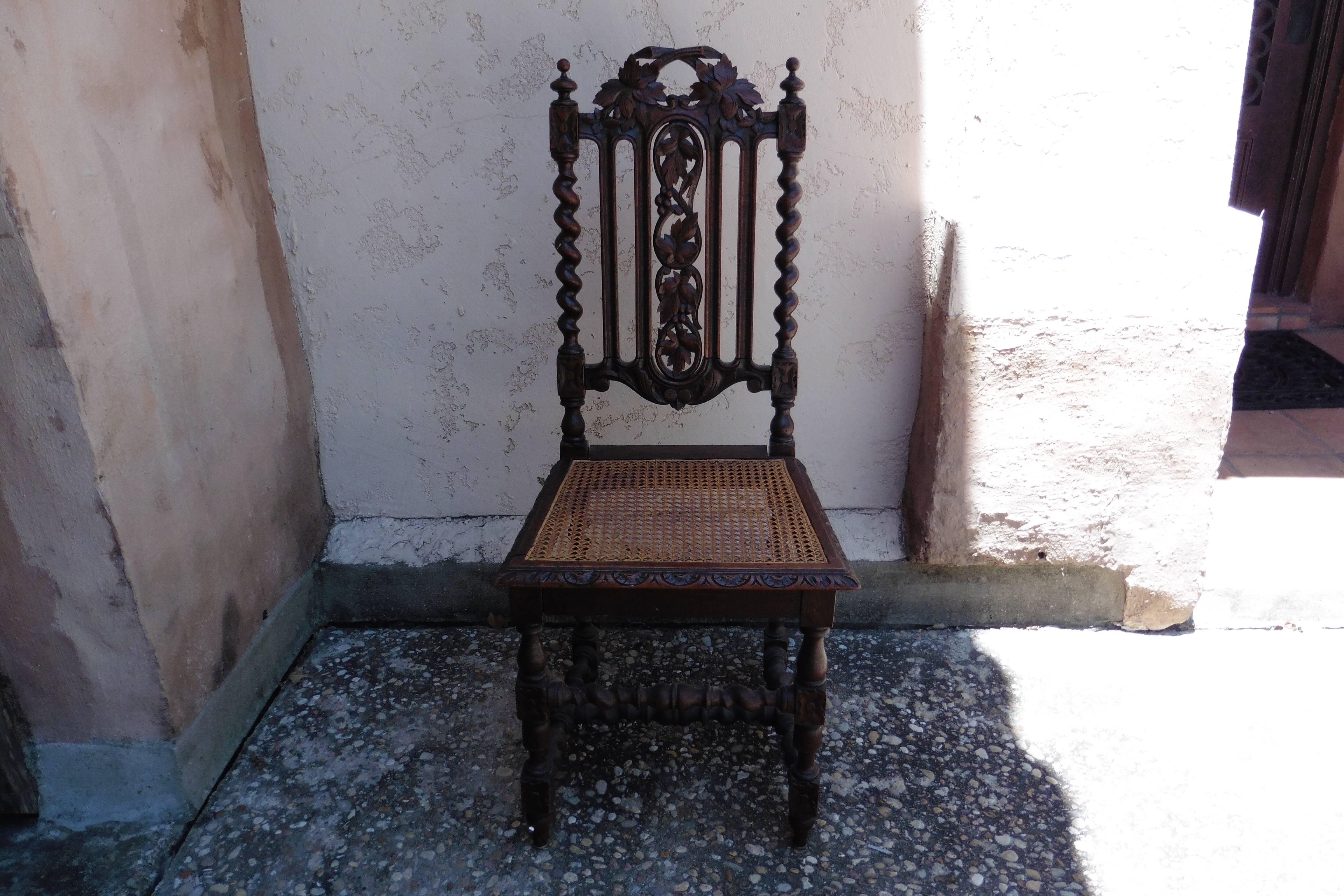 Late 19th Century 19th Century Set of Four Carved Oak Renaissance Style Chairs