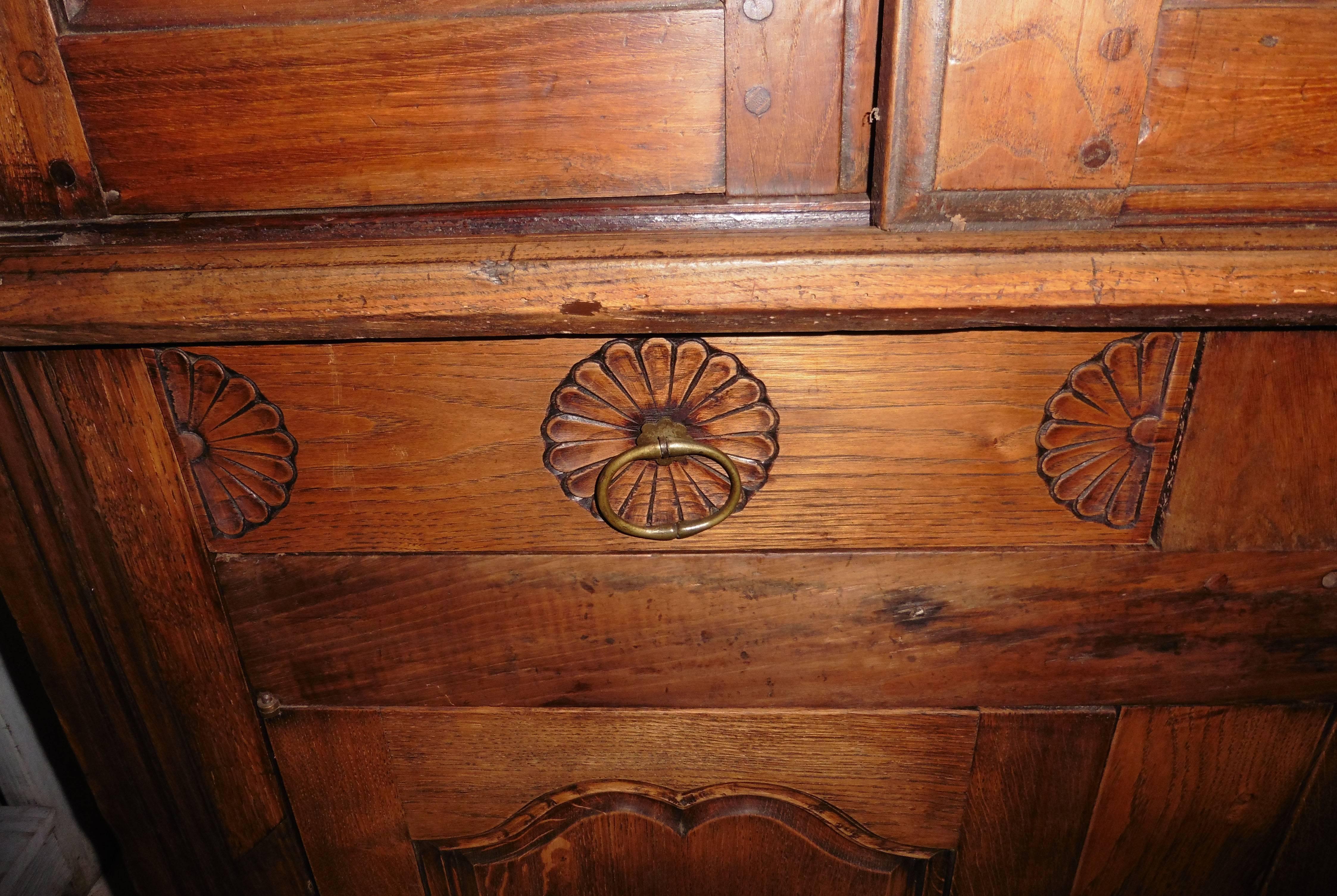 19th Century, French Carved Buffet Cabinet from Brittany In Good Condition In Austin, TX