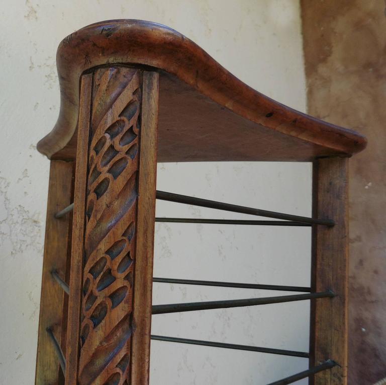 French Carved Plate Rack with Brass Holders, circa 1880 For Sale at 1stdibs