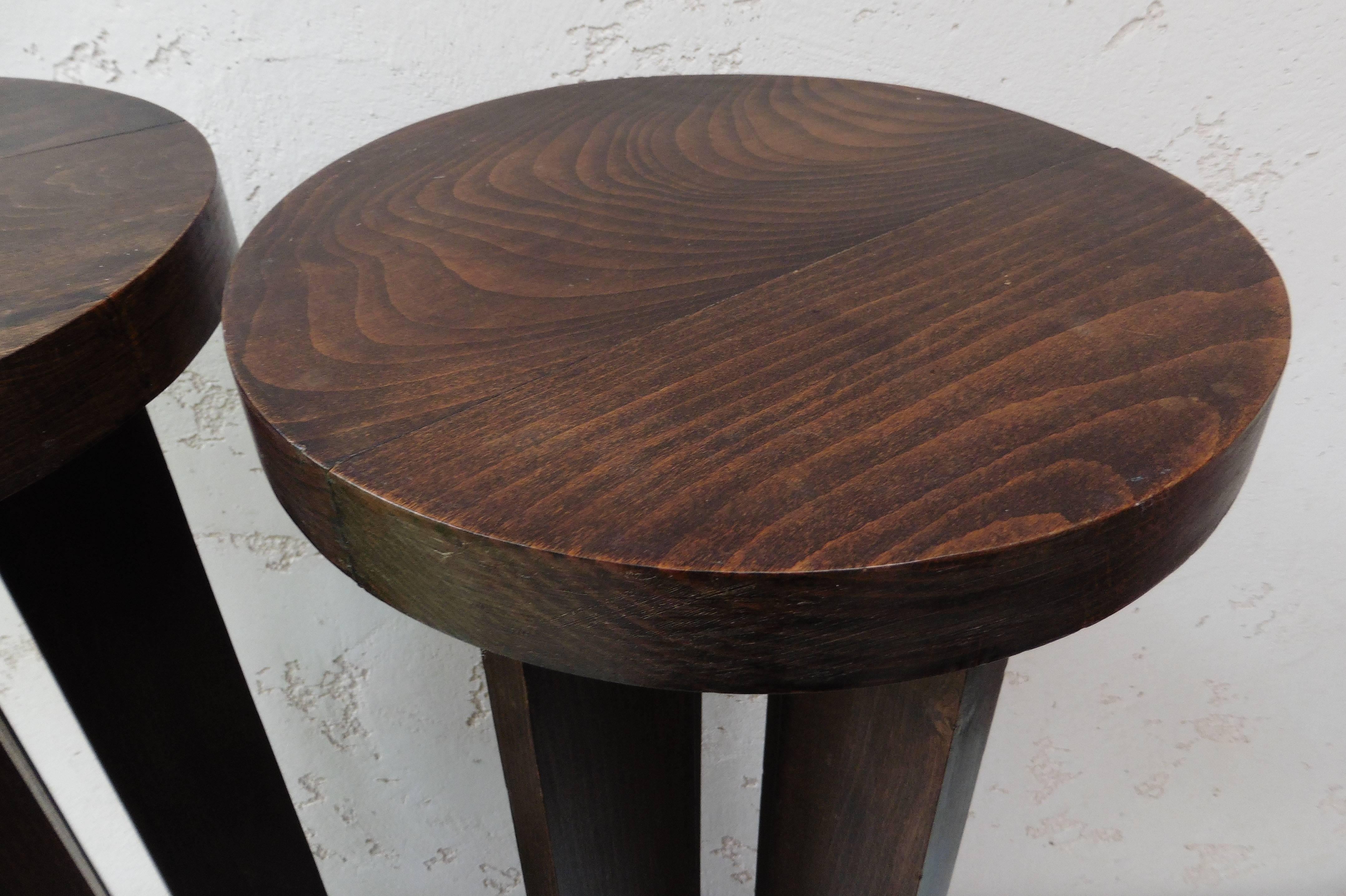 Pair of Art Deco Wood Geometrical Plant Stands In Good Condition In Austin, TX