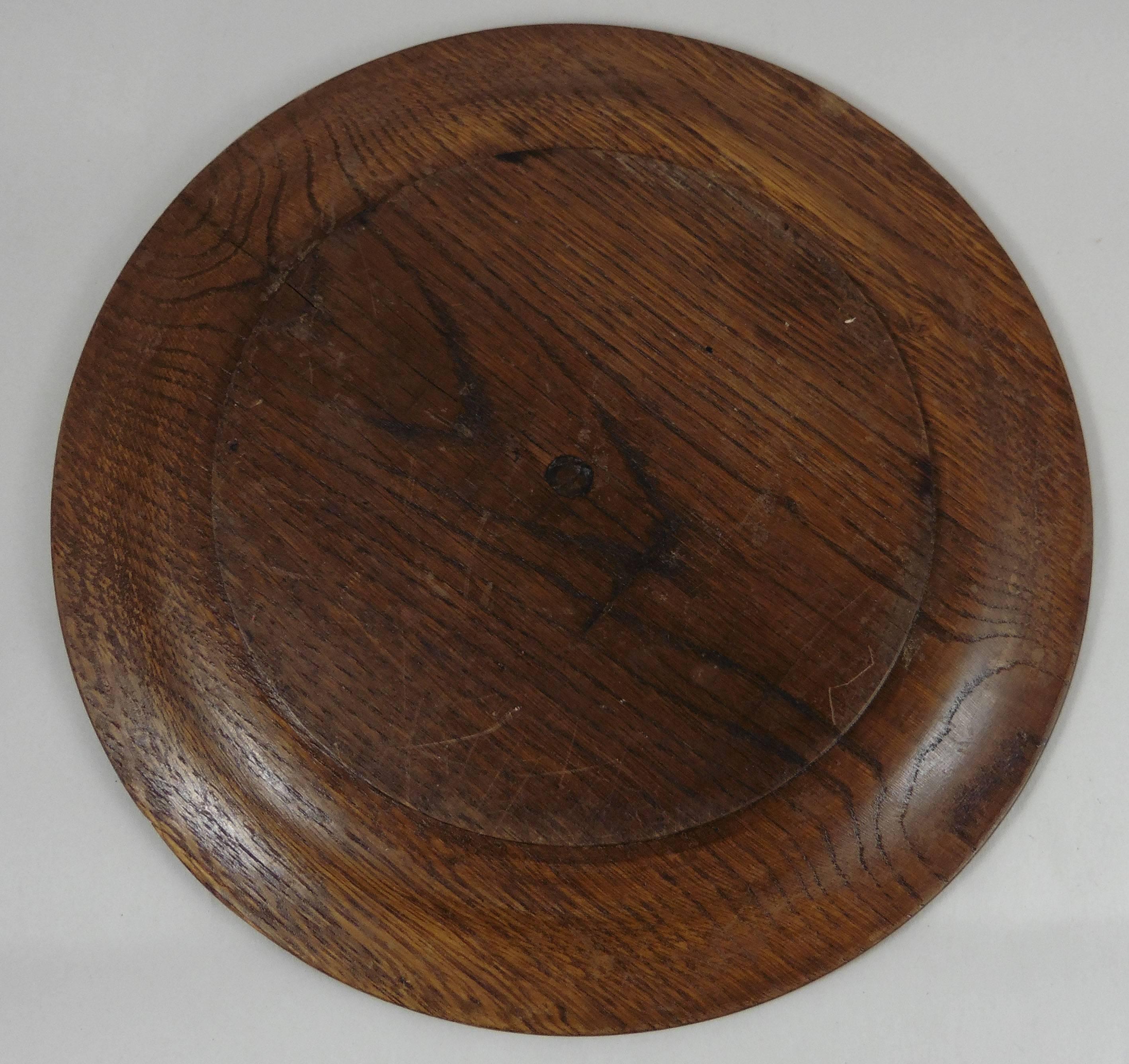 French round wood bread platter 