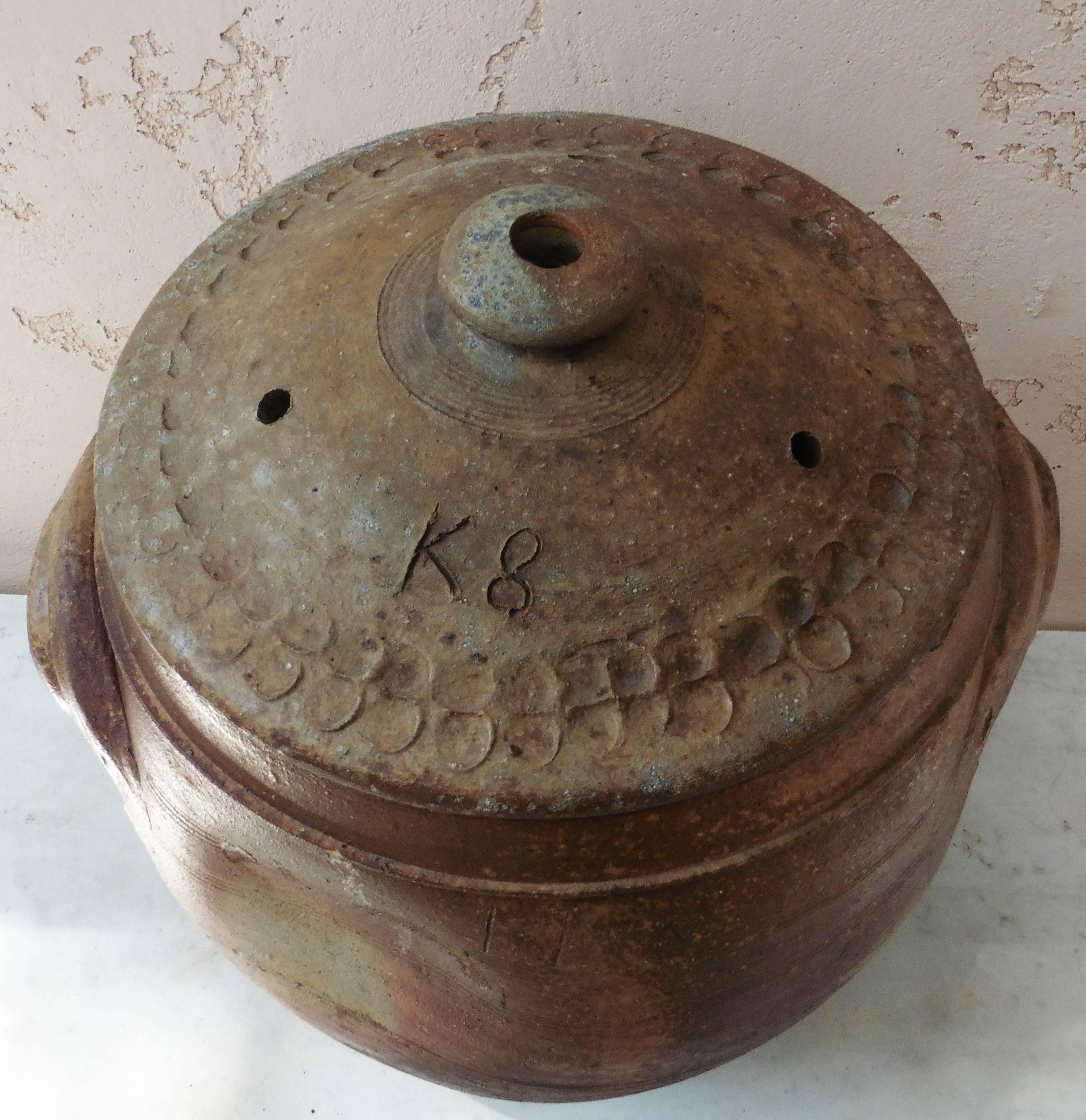 Country Large French Pottery Salting Jar from Normandy