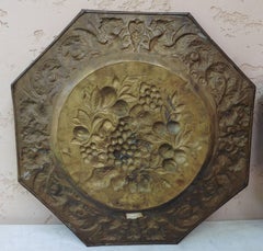 French Oversize Brass Fruits Platter, circa 1890