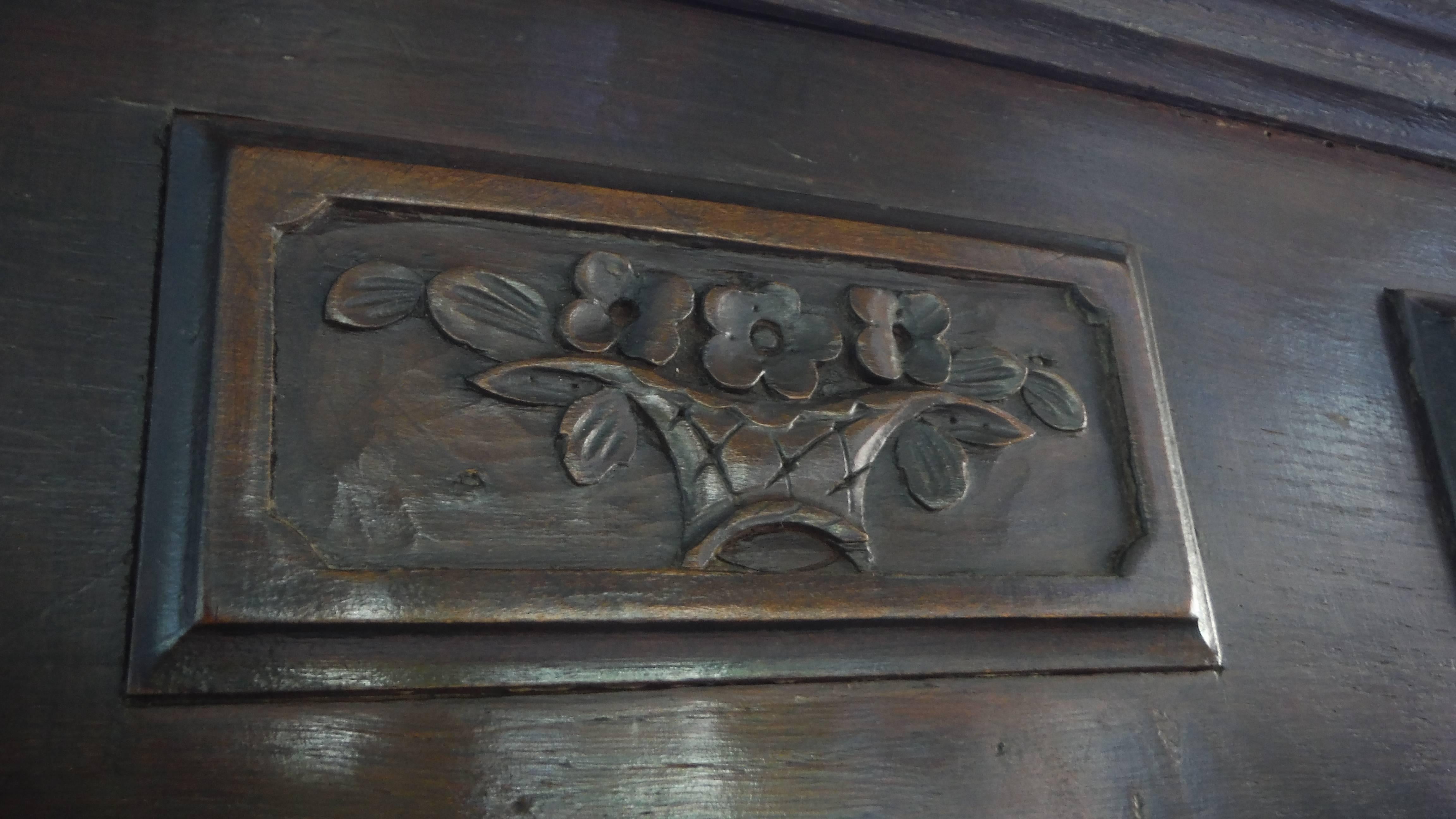 French Provincial French Rustic Carved Wood Armoire, circa 1850