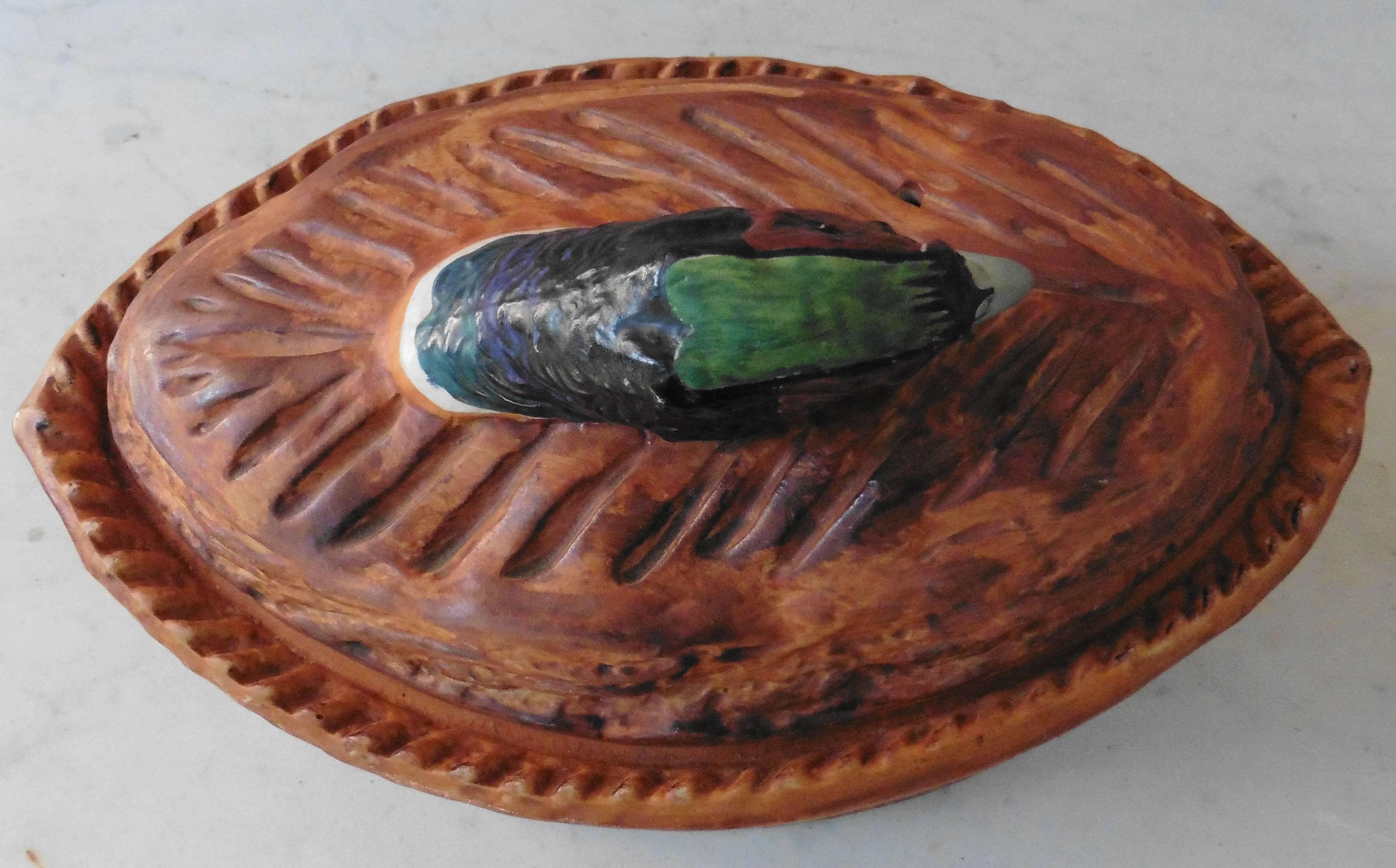 French trompe l’oeil porcelain pheasant tureen signed 